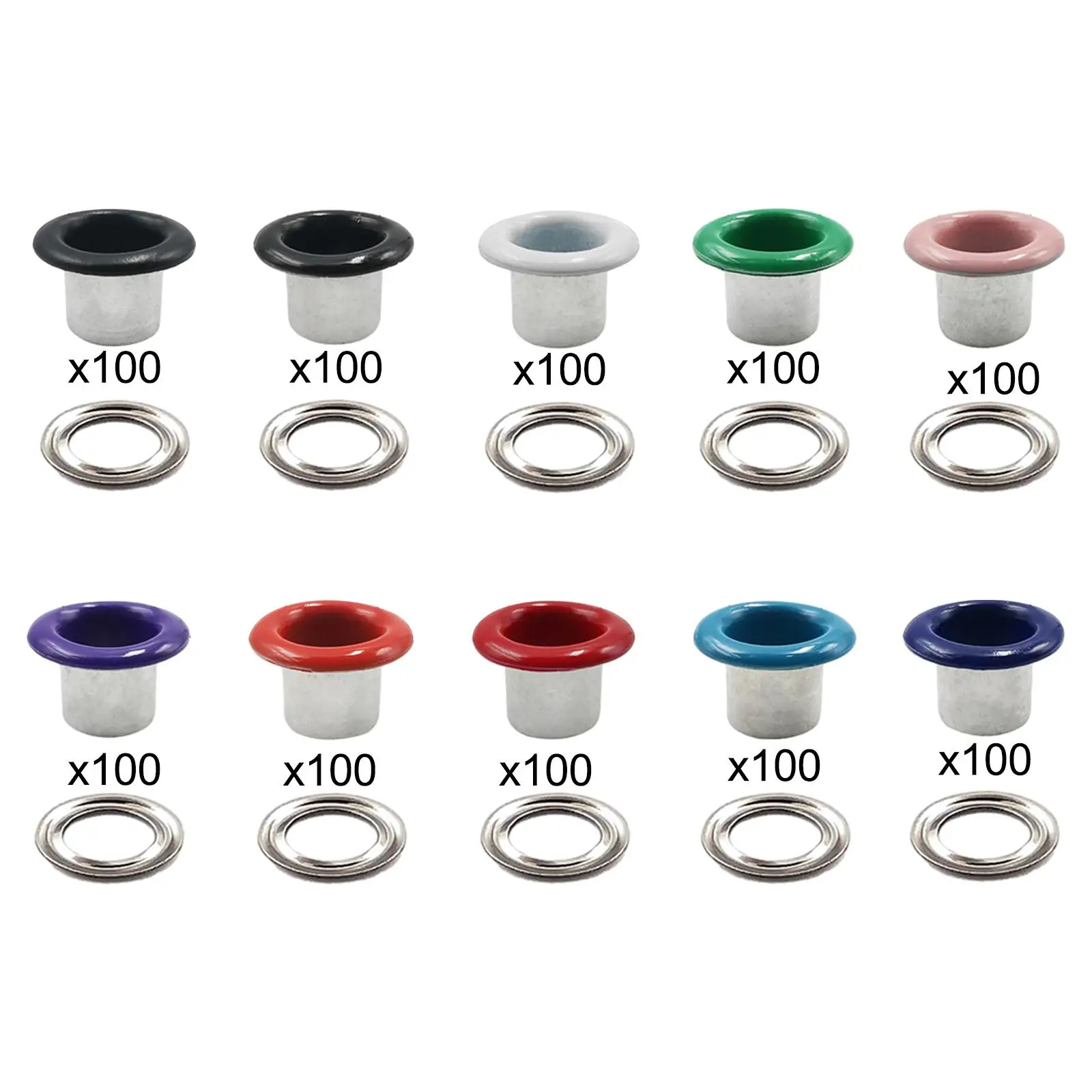 100x Metal Eyelets Grommet Kit Heavy Duty Accessories Multipurpose 5mm Tiny Grommet for Hats Canvas Leathercraft Shoes Bag