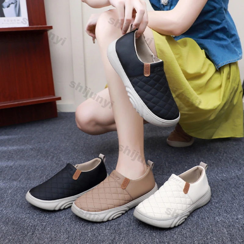 Women Lightweight Soft Sole Casual Sneakers Autumn Thick Leather Fashion Walking Shoes Woman Comfortable Non-slip Flats Loafers 6