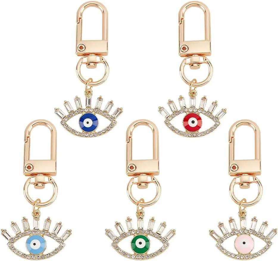 

5Pcs 5Styles Evil Eye Charm Keychains Evil Eye Crystal Rhinestone Keychain Evil Eye Charm Pendants Lucky Crystal Key Ring