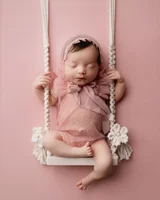 Newborn Photography Props Baby Swing Chair Wooden Babies Furniture Infants Photo Shooting Prop Accessories 1