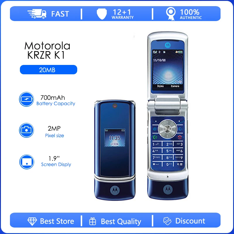 Motorola Krzr K1 Flip Refurbishedoriginal Motorola K1 Unlocked Gsm Mp3