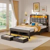 Bed Frame Twin Size with Storage Headboard and 2 Drawers,Upholstered Platform Bed with Charging Station,Heavy Duty Frame Support 6