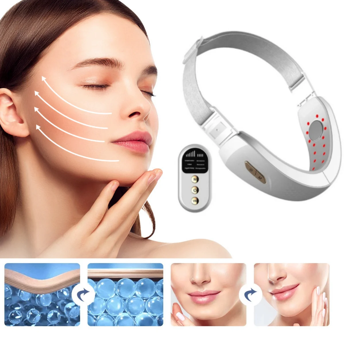 V Face Lifting Device Led Photon Therapy Viso Dimagrante Massaggiatore V-Line Viso Riscaldato Doppio Mento Eliminatore Pelle Cadente Ridurre