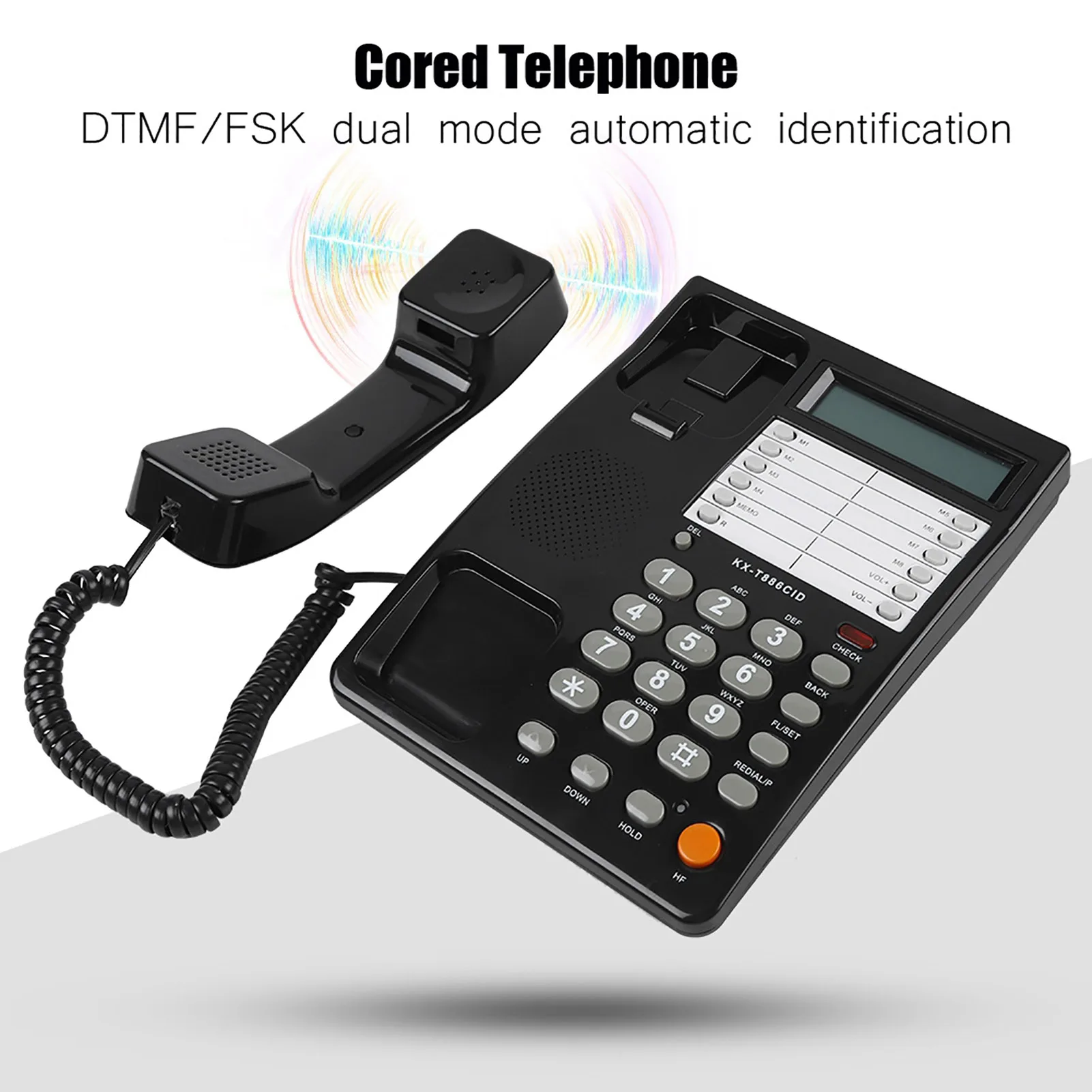 S41e60d7af0584a7cac8987ea589c320fX Home Hotel Wired Corded Desktop Wall Phone Office Landline Telephone Black DTMF/FSK Clear Call Easy Operation for Communication
