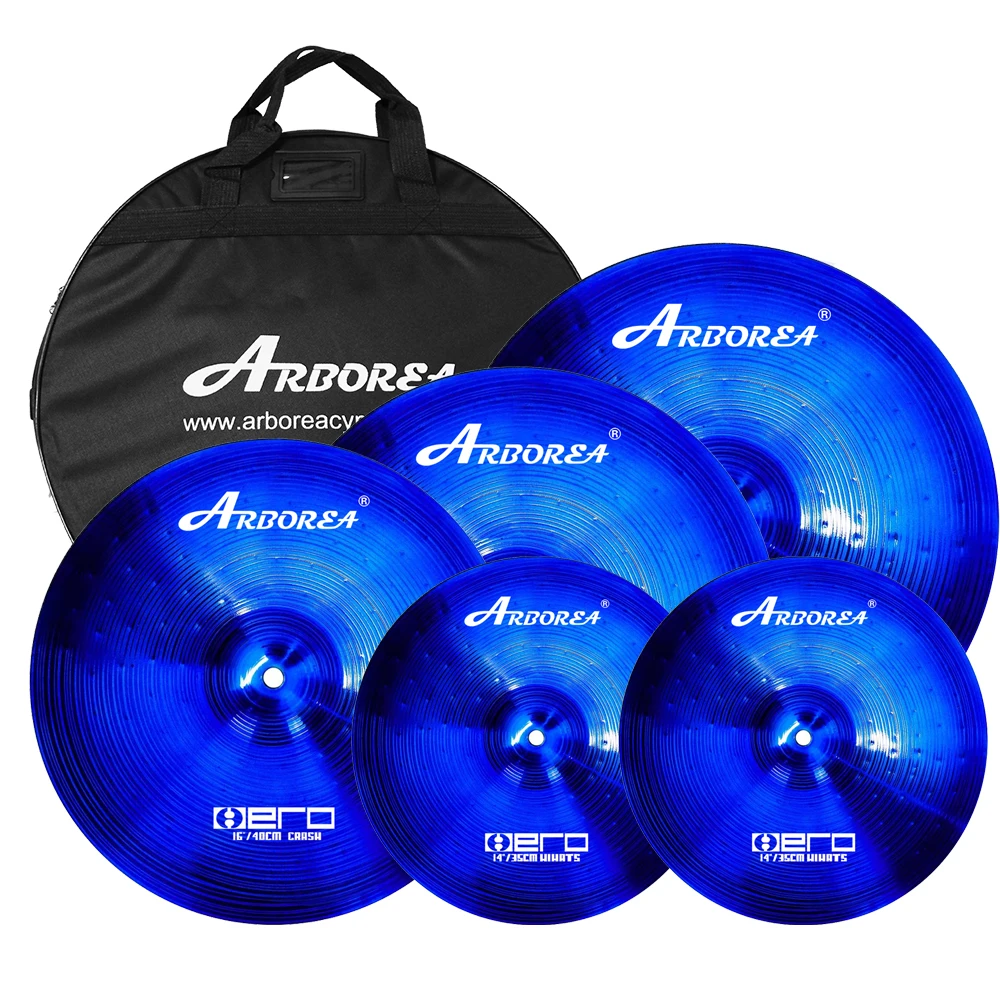 Arborea Blue Alloy Cymbal Set 14''hihat+16''crash+18''crash+20''ride+Free Cymbal Bag