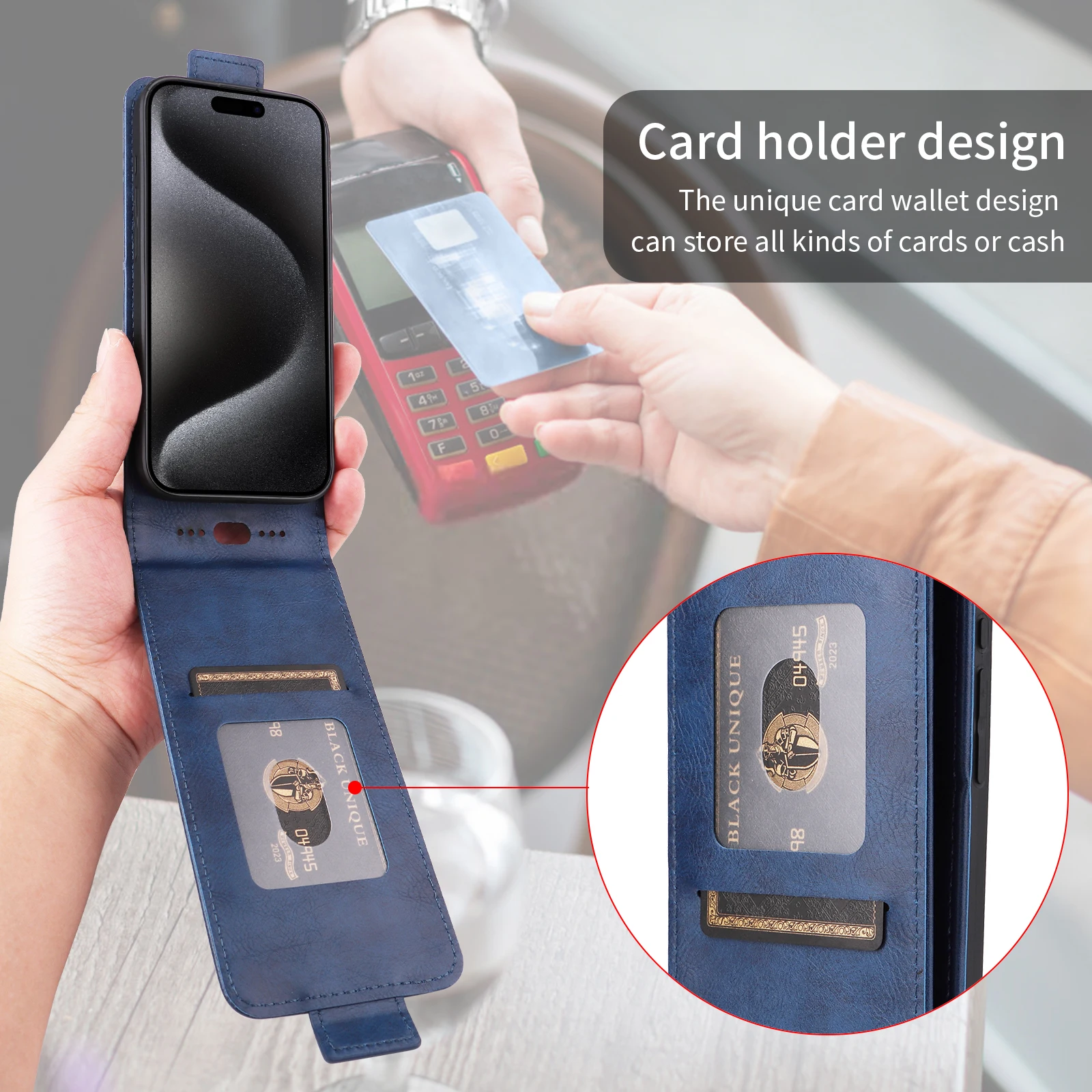 Luxury Retro Leather Flip Case with Card Holder Stand