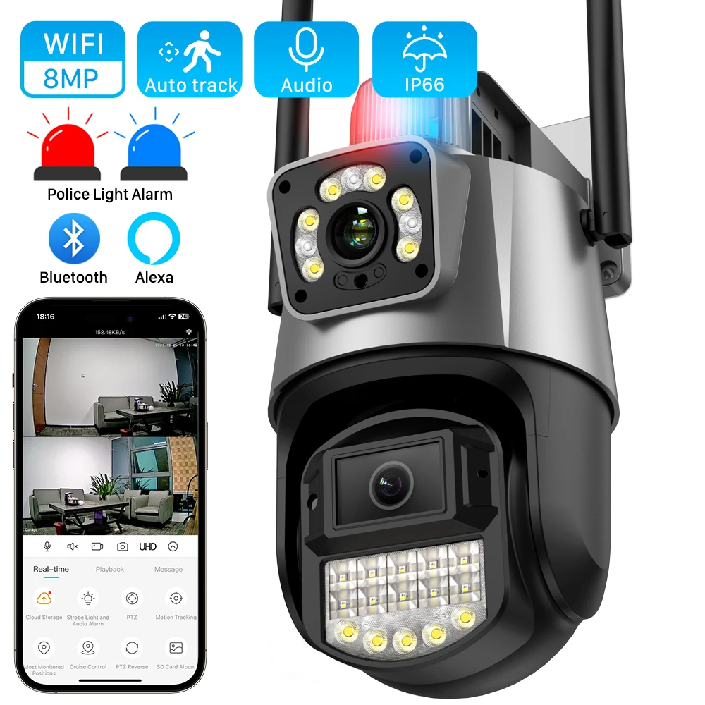 8mp 4k Ip Kamera Outdoor Wifi Ptz Drei Objektiv Dual Screen, 46% OFF
