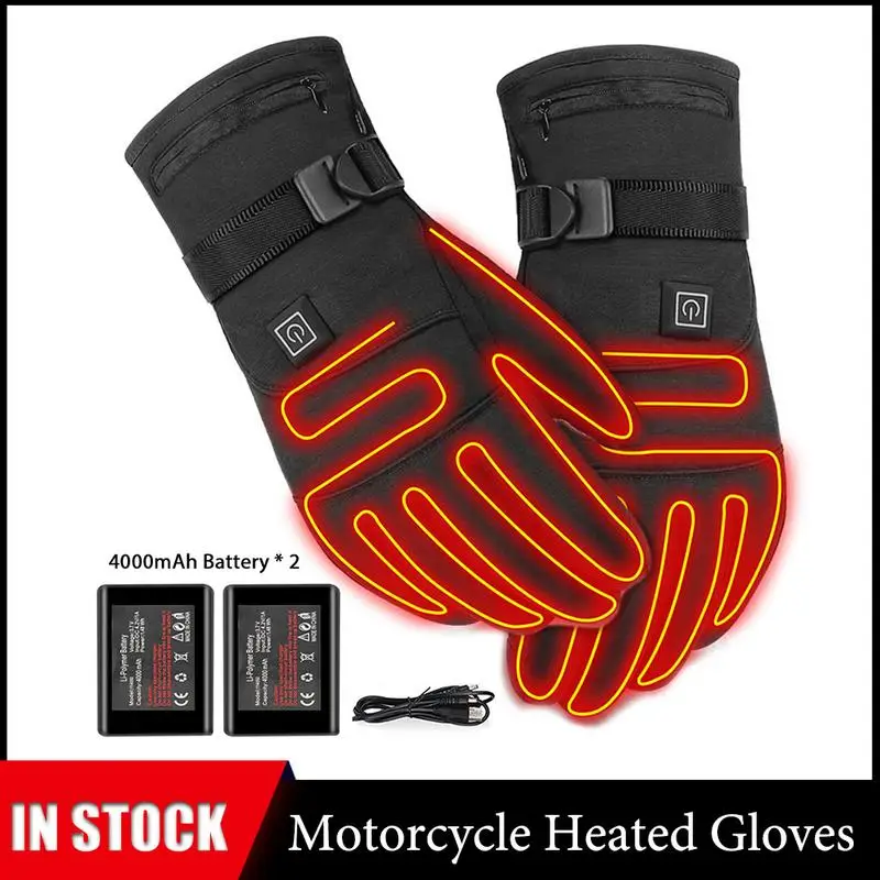 Electric Heated Gloves 3.7V 4000 MAh Rechargeable Battery Powered Hand Warmer For Motorcycle Cycling Hunting Fishing Skiing