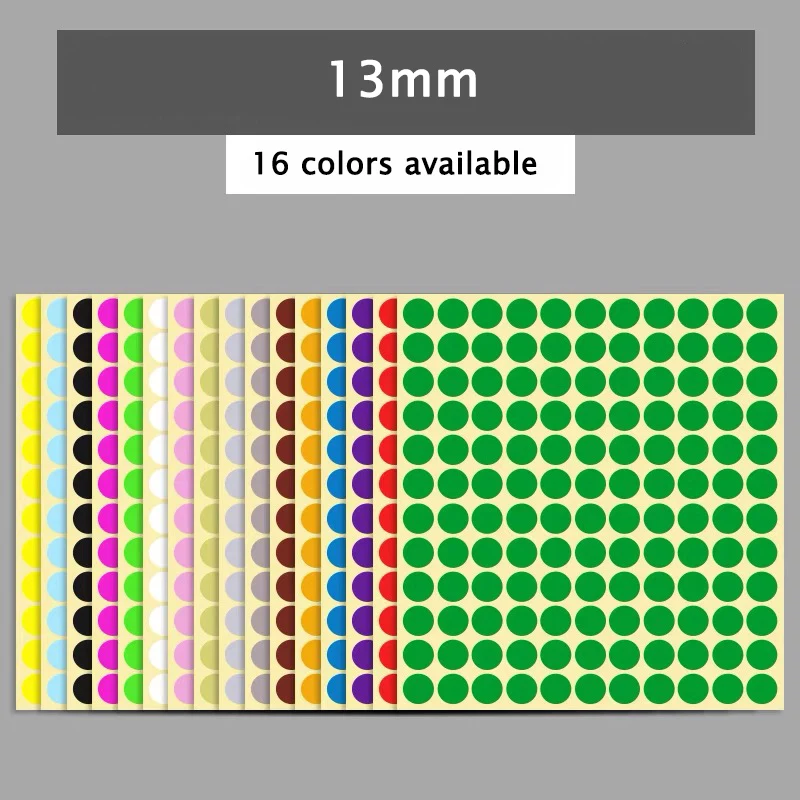 15 Sheets/Pack 13mm Round Coding Dot Labels Self Adhesive Stickers Office School Supplies Small Circle Dot Price Stickers