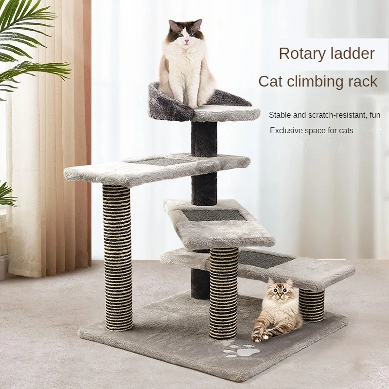 

Sisal Cat Scratcher Toy Tower with Ball for Cats, Interactive Toys for Kitten, Climbing, Jumping Post