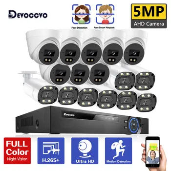 Kit telecamere di videosorveglianza da 5mp 16ch Outdoor Full Color Night Vision CCTV DVR sistema di telecamere di sicurezza domestica Kit DVR a 16 canali
