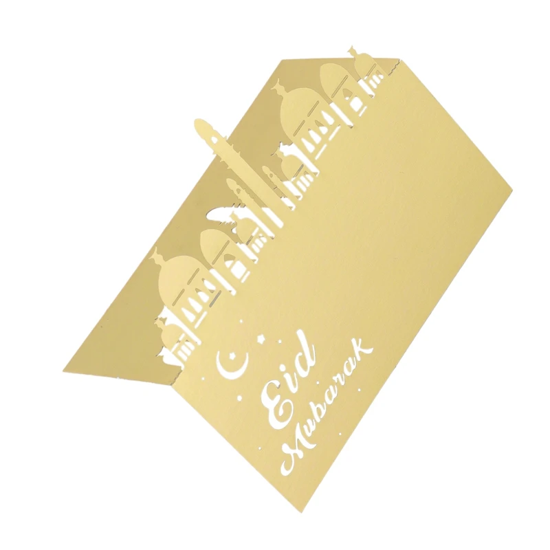 Eid Mubarak Eid 입체 아름다운 좌석 카드, 레이저 할로우 시트 카드, 달 축제 카드, 100 개