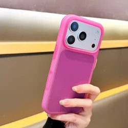 Candy Color Shockproof Silicone Phone Case - 2 - in - 1 Protective Cover Bumper - iPhone 16 (Rose red )