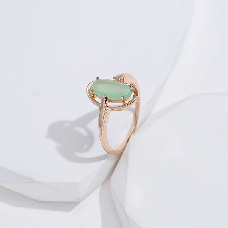 Wedding rings Womens ring Jewelry rings Ring jewelry Emerald Natural Zircon Rings For Women 585 Rose Gold Color Bride Wedding Fine Jewelry Luxury Daily Big Green Stone Rings