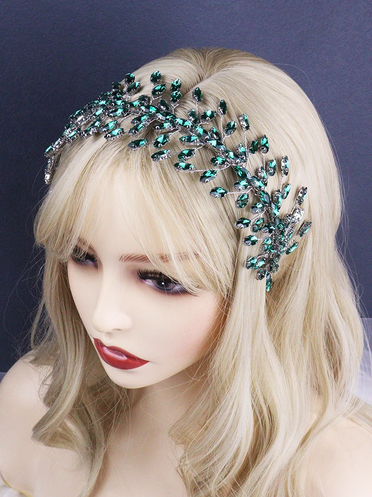 Black Rhinestones Headband Wedding Hair Accessories for Women and Girls Bride Headdress Guest Head Jewelry Ceremony Tiaras Gifts