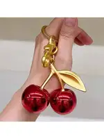 New Fashion Crystal Cherry Pendant Metal Key Chain, Suitable For Daily Wear, For Bag Accessories, Can Send Family Gifts, Friends 5