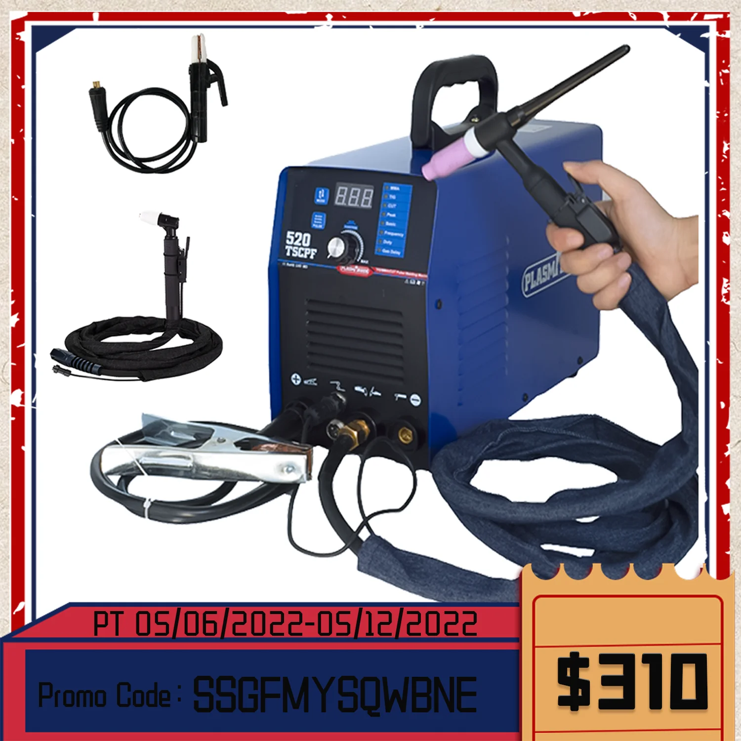 Plasma Cutter, TIG Welder (Pulse), Stick Welder Machine 3 in 1 Combo