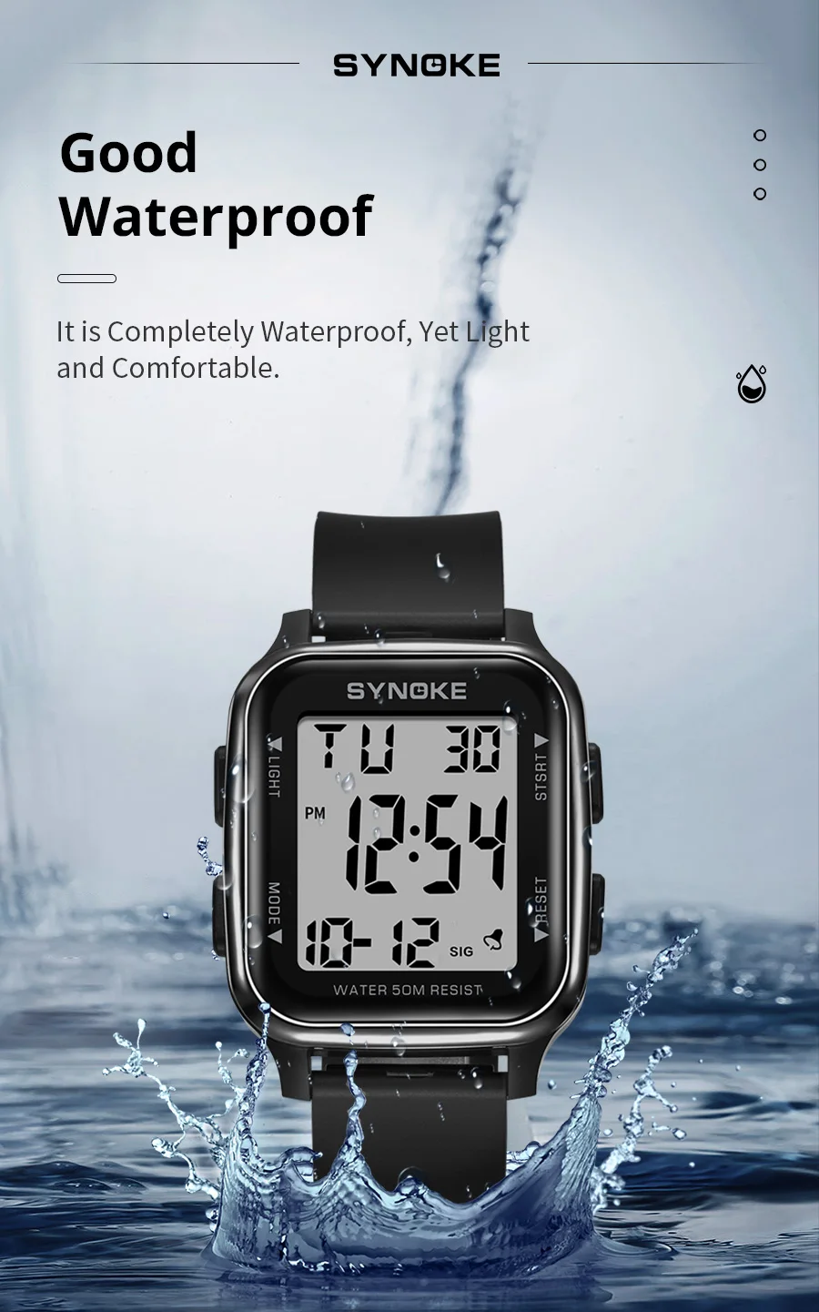 Synoke outdoor militär digital uhr neu für männer mode retro herren uhr sport wasserdicht herren uhr multifunktion ale leuchtend – Detail 4