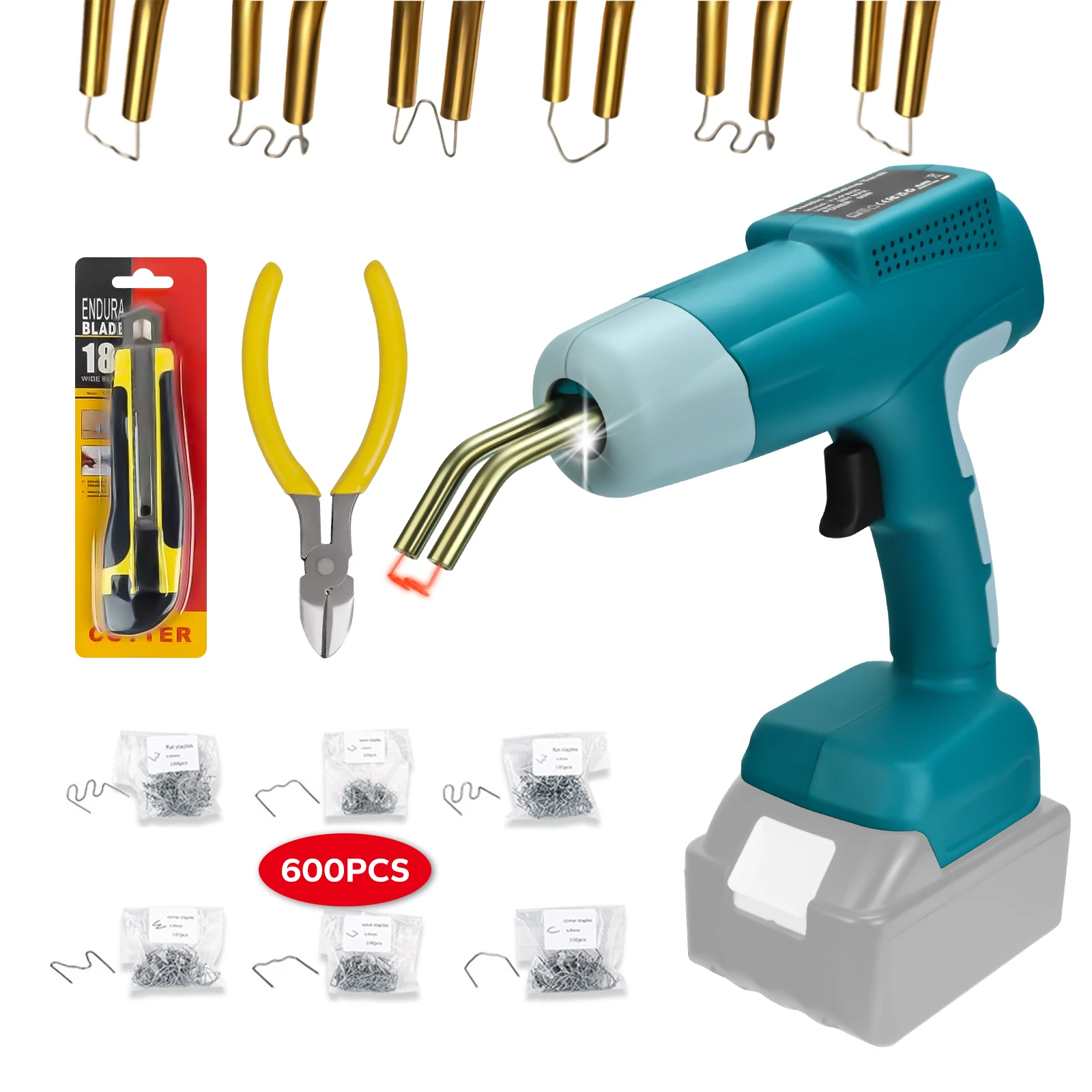 80W Plastic Welding Gun with 600pcs Nails Car Repair Nail Welding Wire Tool Welder Torch Kit for Makita 18V 20V Li-ion Battery 80w plastic welder torch kit welding gun with 600pcs nails car repair nail welding wire tool for milwaukee 18 20v li ion battery