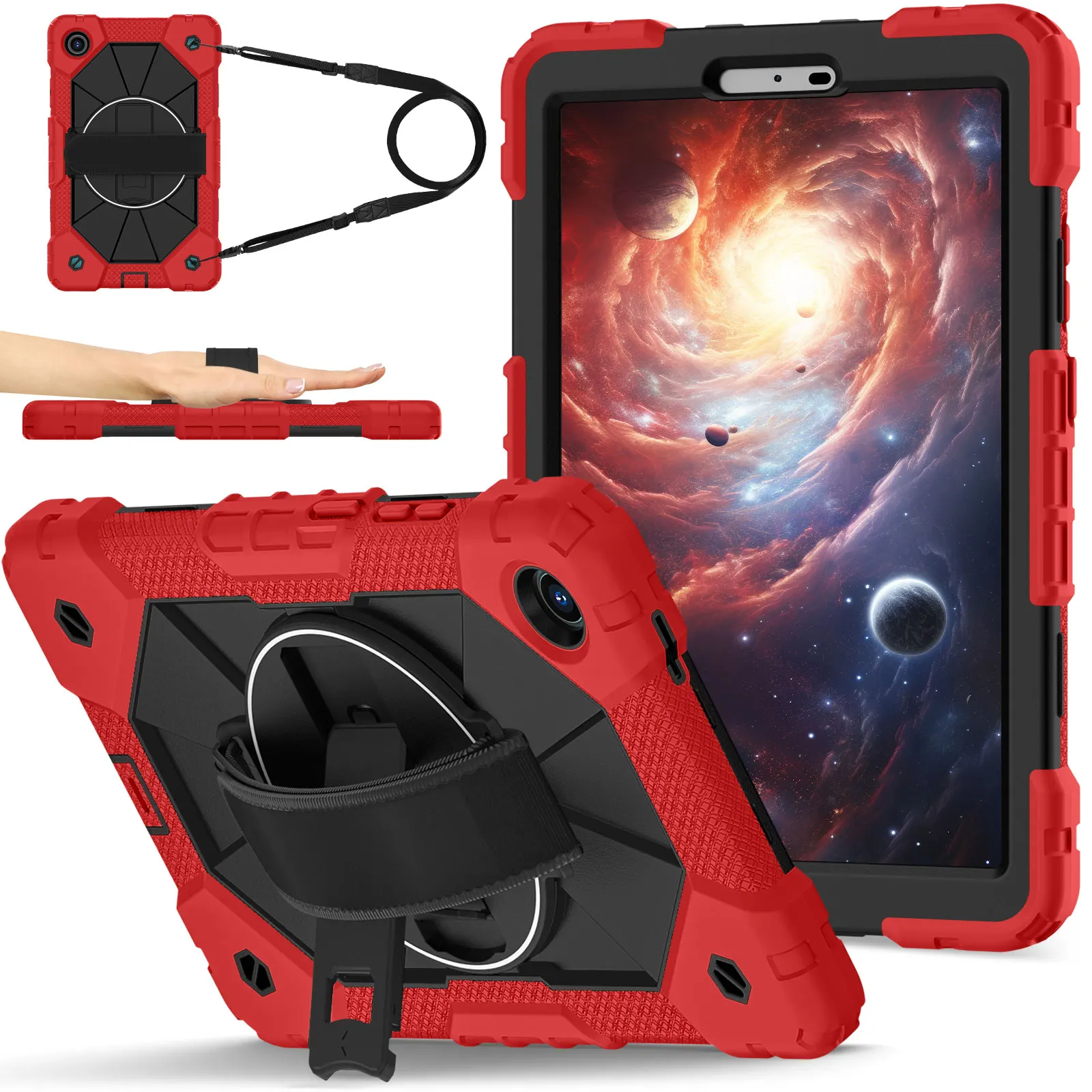 Heavy Duty Rugged Protective Silicone Tablet Case with Strap