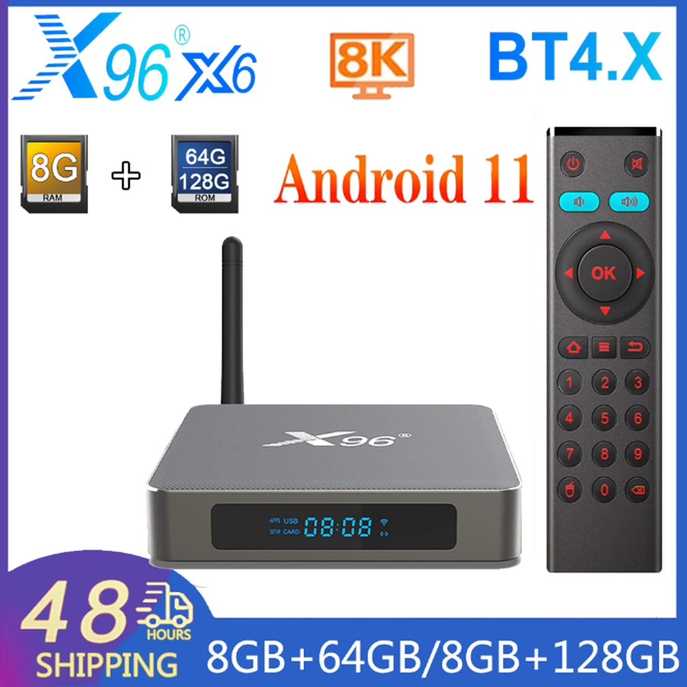 ТВ-приставка X96 X6, android 11, 2,4 ГГц и телефон, двойной Wi-Fi, 1000 м, BT4.0, новый смарт-ТВ, медиаплеер, ТВ-приставка 8K, ТВ-приставка android x6,тв приставка андроид 8 гб