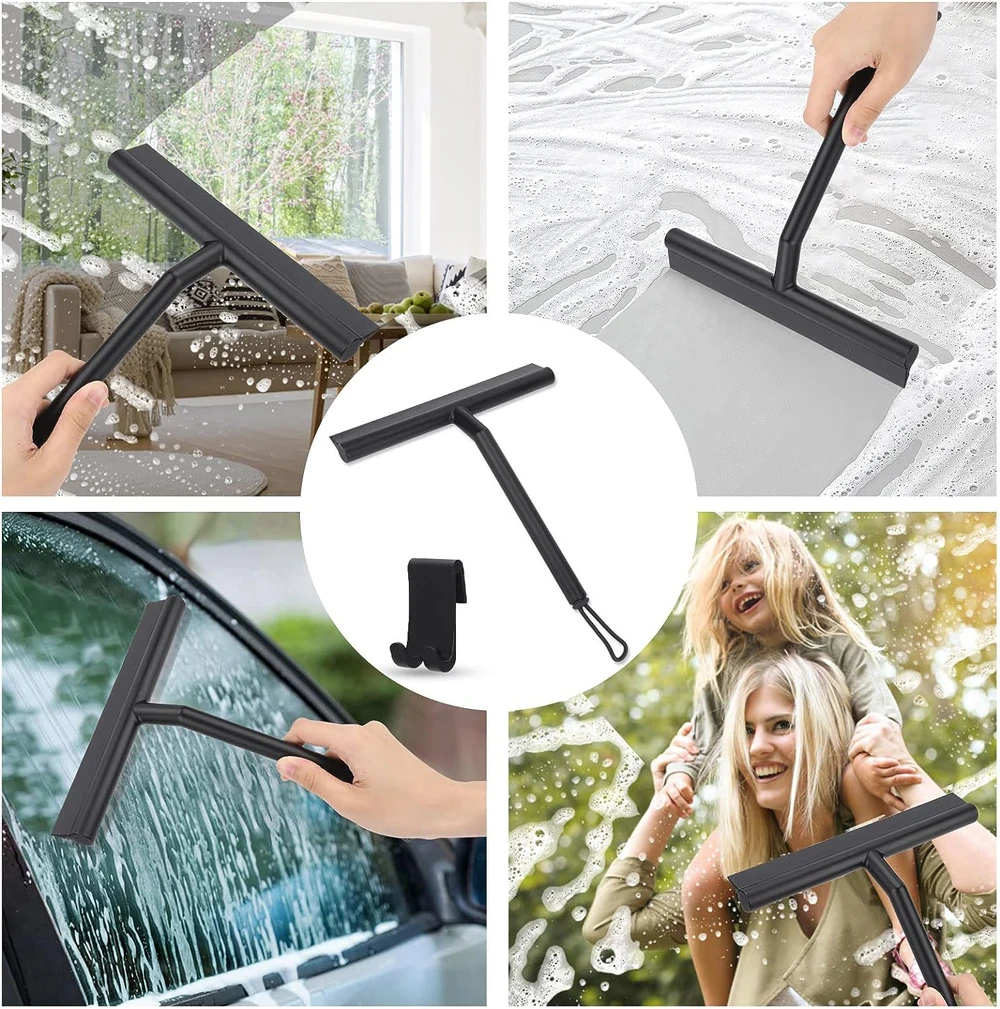 New Shower Squeegee Glass Wiper Scraper Shower Squeegee Cleaner With Silicone Holder Bathroom Mirror Scraper Glass Cleaning