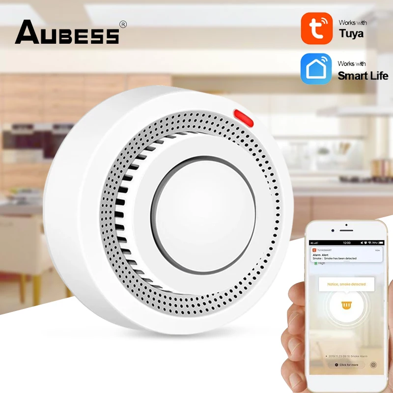 

Tuya WiFi Smoke Alarm Fire Protection Smoke Detector Smokehouse Combination Fire Alarm Home Security System Detector Firefighter