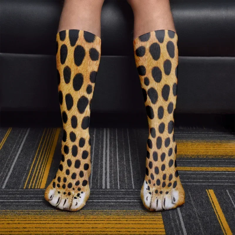 Fashion 3D Printed Animal Paw Long Socks Funny Chicken Cat Leg Toe Socks For Men Outdoor Sports Cycling Women Cute Calf
