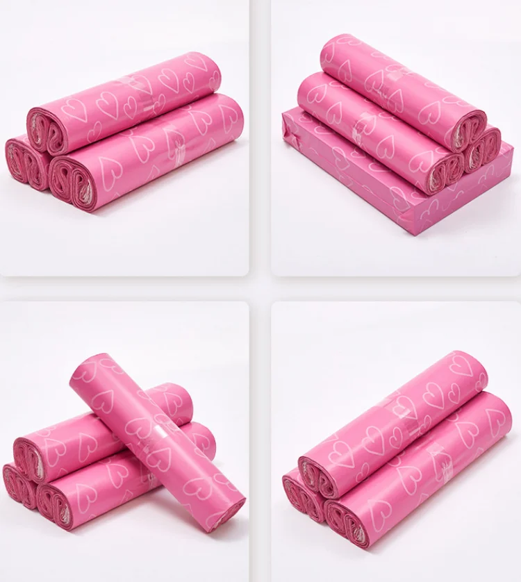 50/100PCS Pink Heart Poly Mailing Express Bag Strong Adhesive Envelope Mailer Pouches Plastic Gift Box Clothing Dress Gloves Bag 3