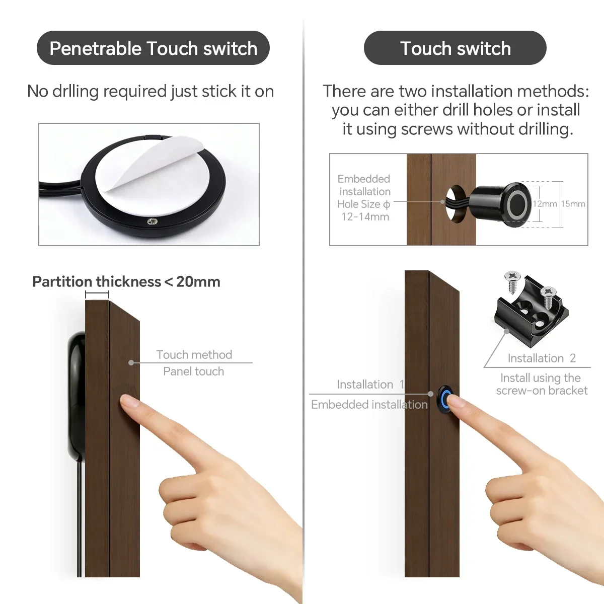 Enhanced LED Strip Light Kit with Touch and Motion Sensor Switches - Black PCB Board
