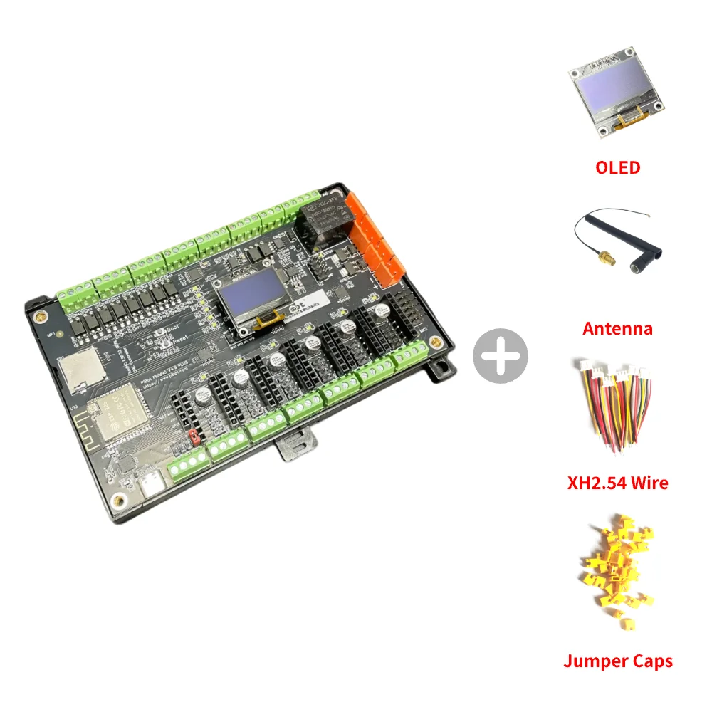 รูปสินค้า ตัวควบคุม PiBot FluidNC ESP32 GRBL CNC รุ่น V4.96 Pro (รวมจอ OLED, เสาอากาศ, สาย XH2.54 และจัมเปอร์แคป)