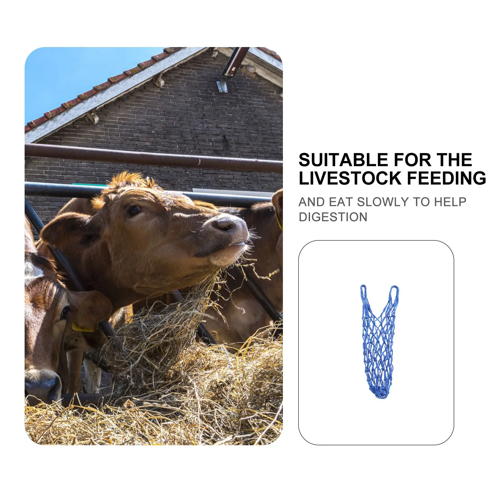 64Pcs Blue Nylon Durable Livestock Feeding Net Bag Strong Hanging Mesh Feeder Food Container For Sheep Goat Pet Products Feeding