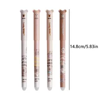 4/26/56pcs Set Creative Brown Bear Pufferfish Erasable Pen, 0.5mm Blue/Black Ink Refill-Smooth Writing Pen Body Anti Slip Design 2