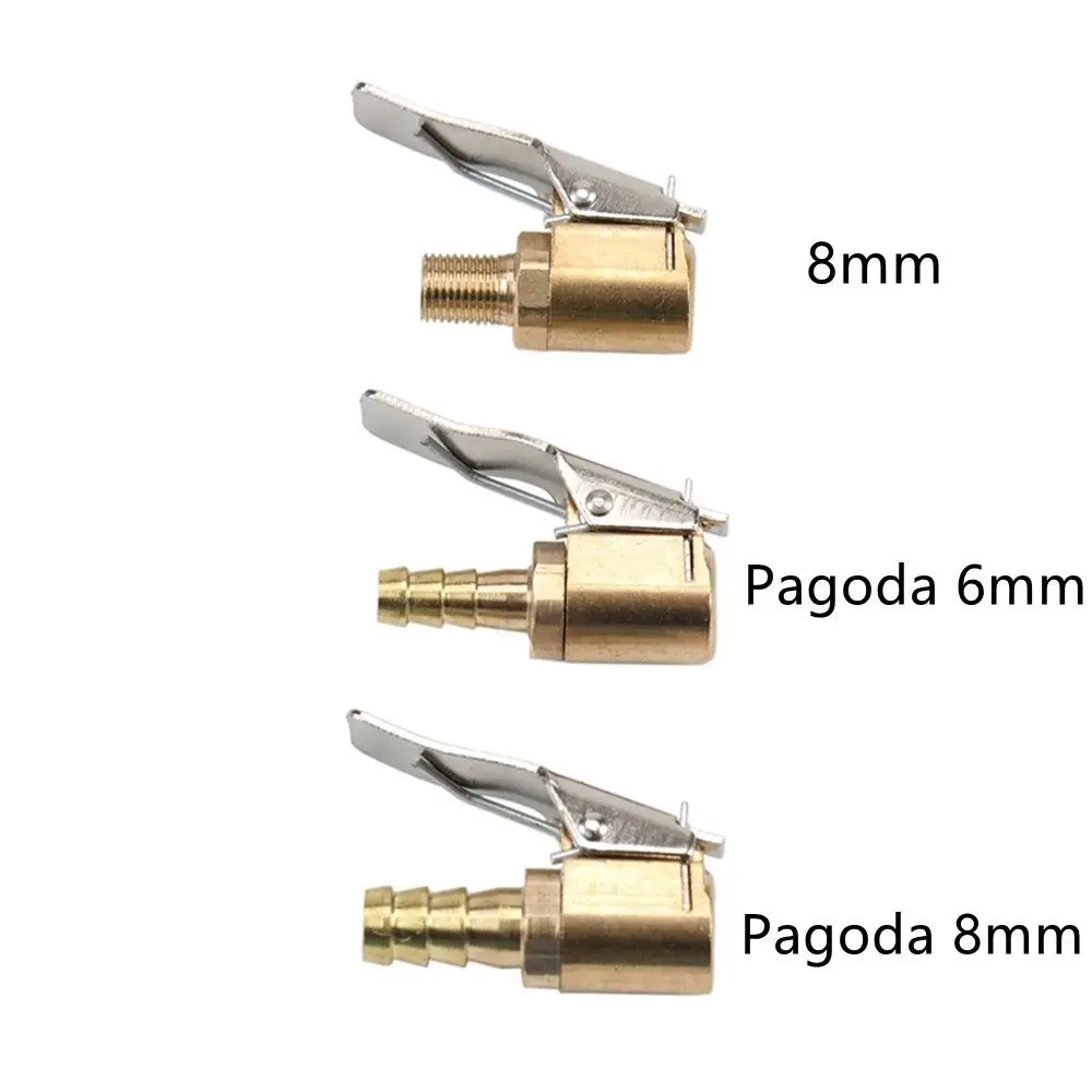 Car Tire Inflator Adapter Car Accessories For Compressor Car Auto Brass 8mm Tyre Wheel Tire Air Chuck Inflator Pump Valve Clip Clamp Connector Adapter