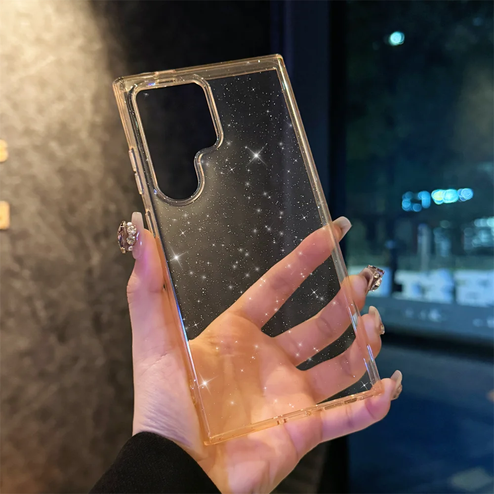 Transparent Glitter Magnetic Hard Cover Phone Case with PC + TPU Construction
