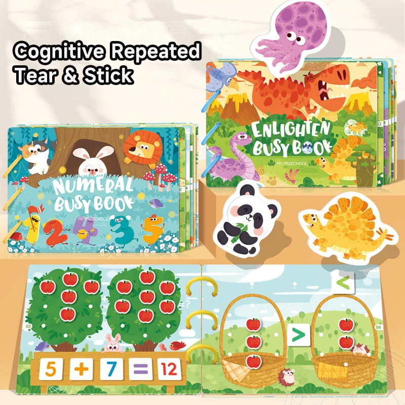 Montessori Kids DIY Sticker Quiet Book Baby Early Educational Toys Book Repeatable Use Sticker Puzzle Game Book Baby Toy Gifts 5