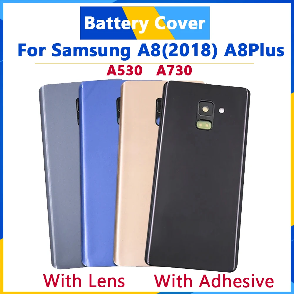 A530 A730 для SAMSUNG A8 2018 A8 Plus A530 A730 A730F Задняя стеклянная крышка корпус батарейного отсека задняя крышка корпус с объективом камеры
