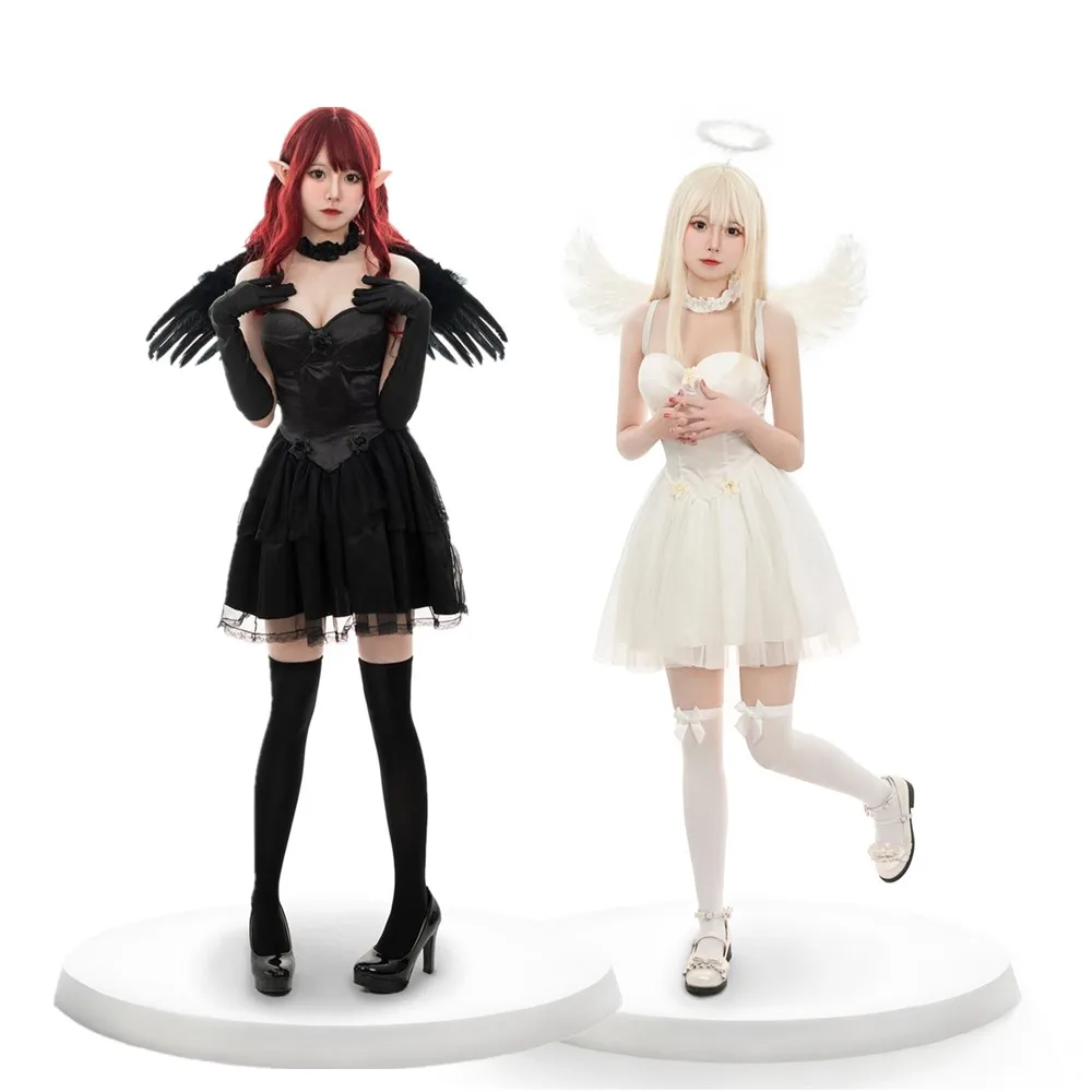 

Halloween Purim Dark Fallen Evil Demon Angel Witch Cosplay Dress Christmas Carnival Party Halo Feather Queen Fantasia Costume