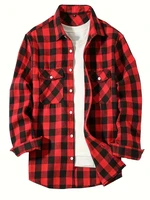 Chemise à manches longues en coton pour hommes, nouvelle mode printemps et automne, Plaid rouge brossé, Business, loisirs, flanelle, sans fer 1