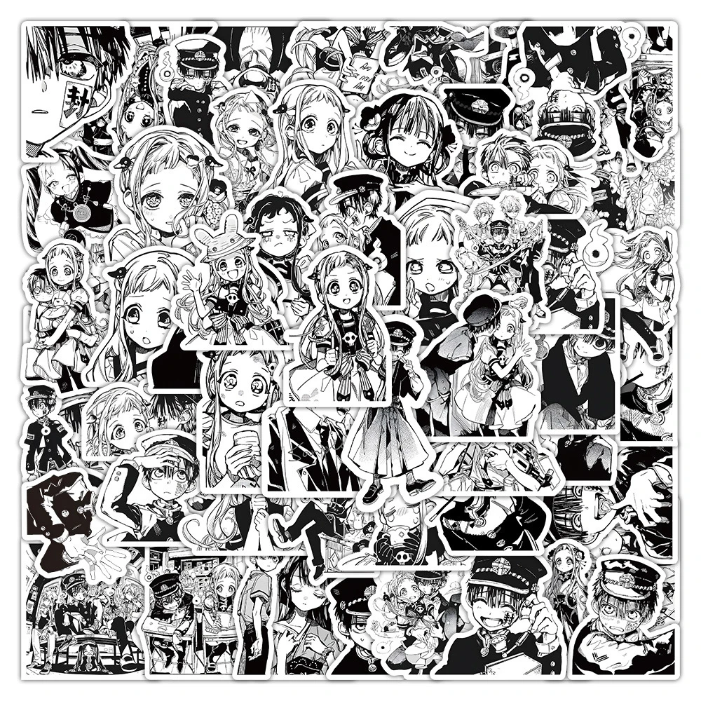 

10/30/60pcs Black White Anime Toilet-bound Hanako-kun Graffiti Stickers Decals DIY Laptop Car Skateboard Waterproof Cool Sticker