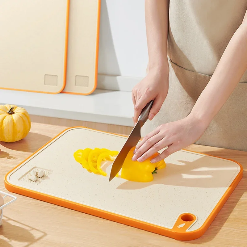 Household Double-Sided Cutting Board Antibacterial Anti-Mold Cutting Board Kitchen Fruit Knife Occupancy Board Wheat Case Board
