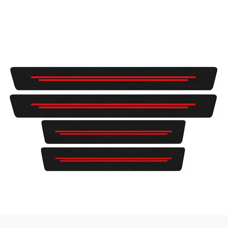 Premium Carbon Fiber Leather Car Door Sill Protectors – Waterproof and Scratch-Resistant Door Edge Guards, Set of 4