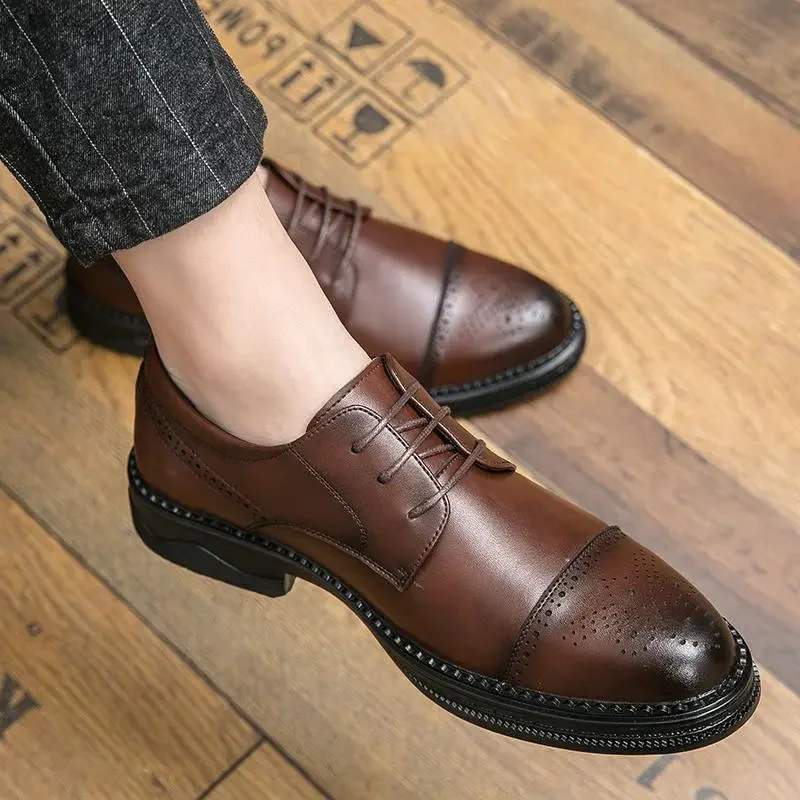

Autumn Men's Shoes 2023 New Kitchen Men's Suit Board Shoes Men's Casual Leather Shoes Pure Black Working Labor Protection