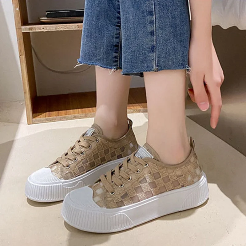 

Women's Shoes Trend 2023 Transparent Cute Low Canvas Casual Autumn Fashion Clear Comfortable and Elegant Flat Woman Shoe Chunky