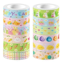 12Rolls Easter Day Bunny Egg Pattern Masking Tape DIY Handbook Material Sticker Washi Tape Scrapbooking Birthday Gift Supplies 1
