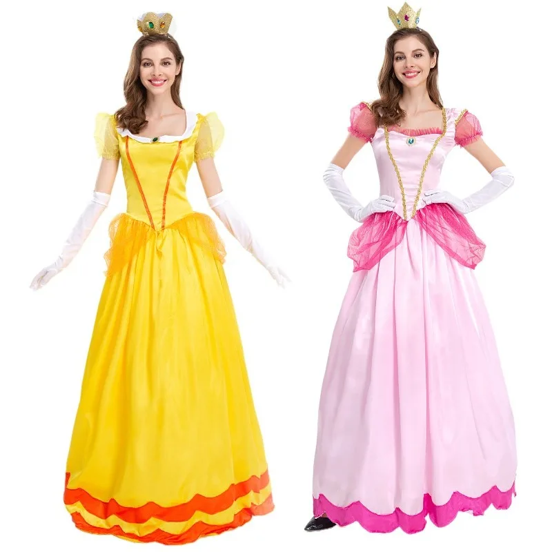 Adulto Peach Princess Dress Party Halloween Cosplay Costume Outfit Fancy Dress Mother Daugter Party Women Dress Up Carnival