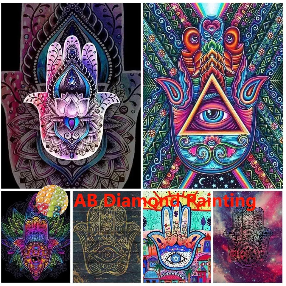 

AB DIY алмазная живопись Хамса Мандала полная вышивка Алмазная вышивка религия искусственная мозаика картина 3D ручной работы домашний декор