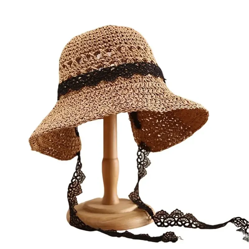 Women Camping Traveling UV Protection Beach Caps Soft Breathable Cap Summer Straw Hat Big Wide Brim Foldable Beach Sun Hat