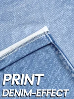 Plus Size Faux Denim Printed Leggings with Fake Distressed Detail Comfortable Soft and Fashionable Knit High Stretch Sports Pan - Image 6