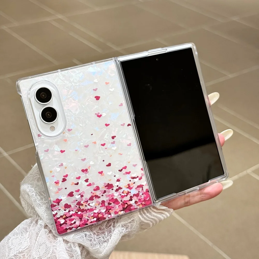 Luxury Floral Tulip Leaf Case with Colorful Shell Pattern